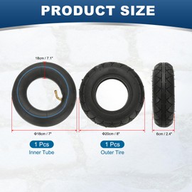 PATIKIL 200x50 Butyl Scooter Replacement Tire & Inner Tubes, 1 Set Thicker Butyl Rubber Outer Tire and Inner Tube for 8 Inch Electric Scooters and Mini Bikes Inner Replacement