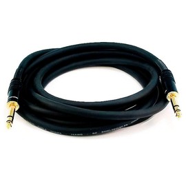 Monoprice Premier Series 1/4 Inch (TRS) Male to Male Cable Cord - 1.5 Feet- Black 16AWG (Gold Plated)