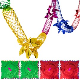4pcs Christmas Ceiling Decorations Foil Garlands Multicolour Indoor Hanging Foil Ceiling Decorations for Xmas New Year Festive (Multi-coloured)
