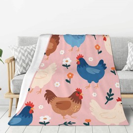Gelasgo Chicken Throw Blanket Ultra Soft Flannel Blanket, Cozy Warm Lightweight Gift for Adults Kids, Machine Washable Couch Bed Blankets 100x130cm(Rooster)