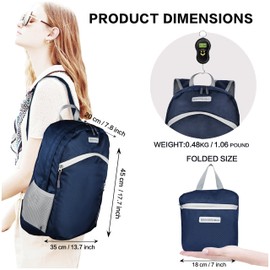 BEMYGREENBAG 35L Foldable Waterproof Backpack For Outdoor Sports With Inside Wet Clothes Compartment Packable For Multiple Uses Ultra Lightweight Ideal For Hiking Men And Women Travel(Dark Blue)