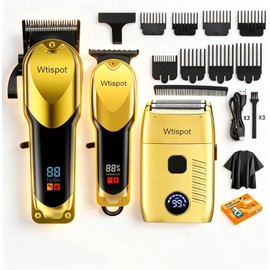 Set de cortapelos para hombre, recortadora de pelo con pantalla LED, recortadora de pelo y barba inalámbrica profesional, máquina de cortar pelo para hombre.