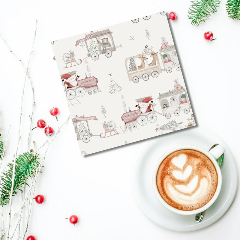 Glick Luxury Christmas Napkins, Pack 20, 3 Ply, All Aboard