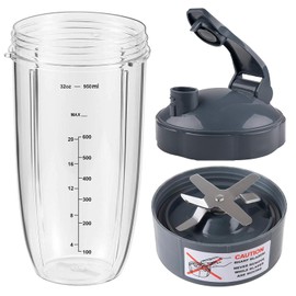for Nutribullet Blender Cup & Blade Replacement Parts, Extractor Blade and 32oz Huge Cup with Flip-Top to-Go Lid Compatible with nutribullet Blender 600w/900w Series Spare Parts Accessories
