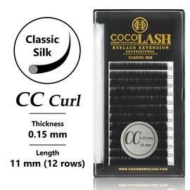 COCO Honey Lash Eyelash Extensions, Classic CC Curl [0.15mm], Faux Mink Individual Lash Extensions (Length: 11mm)