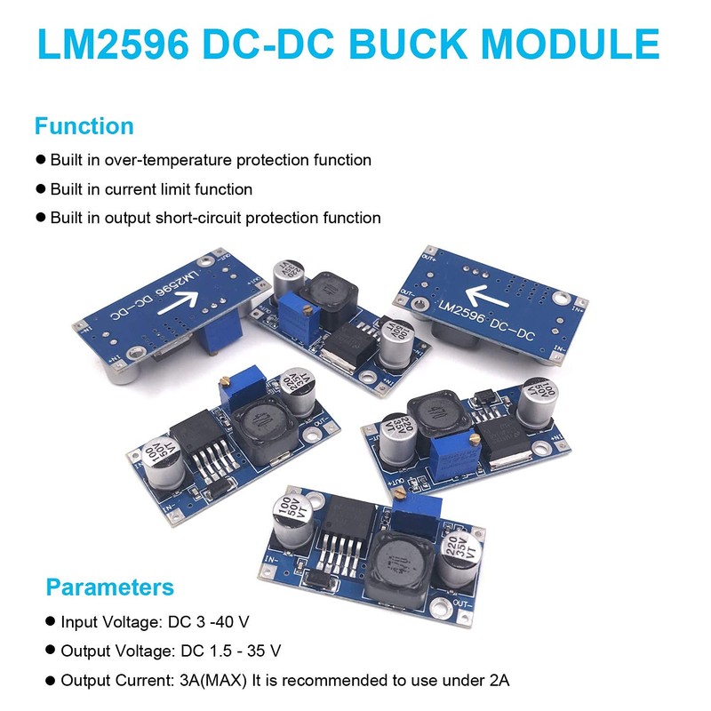 6pcs LM2596 Step Down Buck Converter DC-DC Adjustable Power Supply