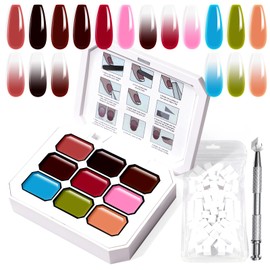 Shinein Gradient Painting Gel Set, 9 Colors Ombre Gel Nail Polish with 100Pcs Nail Sponges & 4 Claws Metal Grabber Sponging for Ombre Nails Aura Nails French Manicure Soak Off UV Canyon Bloom