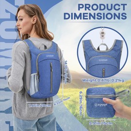 ZOMAKE 10L Foldable Backpack - Small Day Rucksack Outdoor for Travelling Walking Skiing and Running,Mini Lightweight Backpack for Women Men(Dark Blue)