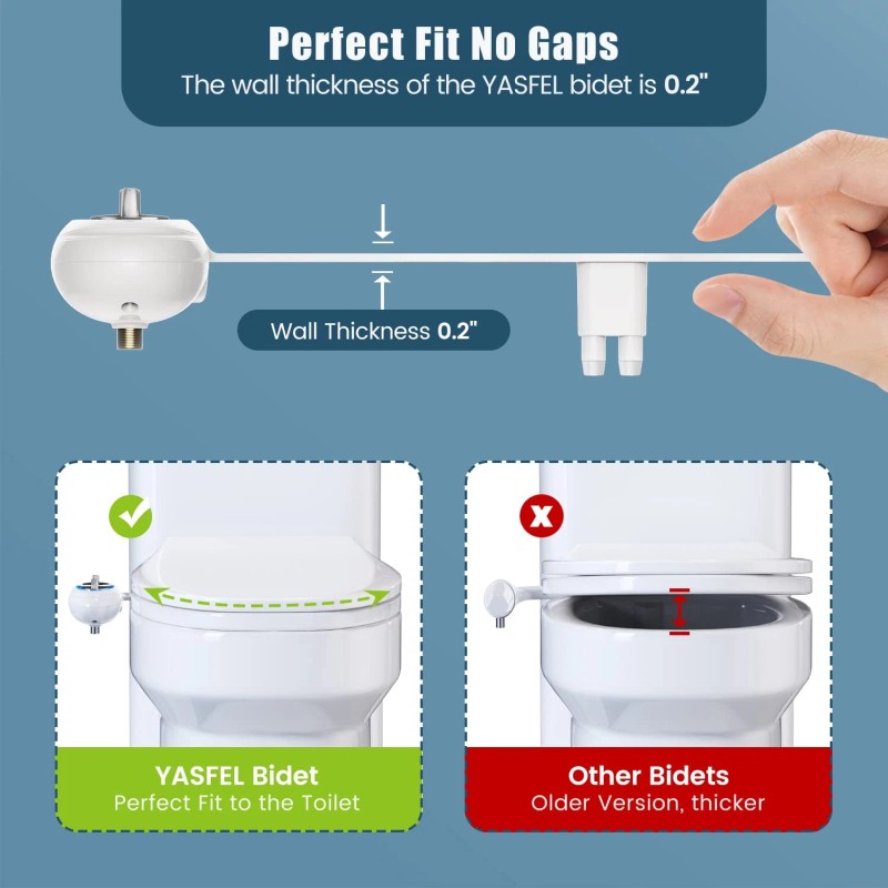 Yasfel Bidet Toilet Attachment Self Cleaning Two Spray Modes Easy