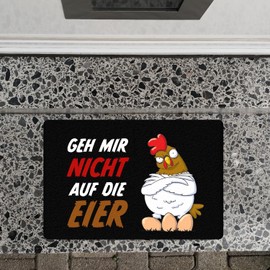 GEH Mir Nicht auf die Eierdoormat in 40 x 60 cm without border with annoyed chicken to have his peace of mind from annoying visits at home