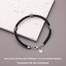 Viwind Men's Leather Bracelet 925 Sterling Silver Verse Clasp 4 mm Black Brown 20/21 cm Braided Leather for Men Unisex Jewellery with Gift Box, Faux Leather