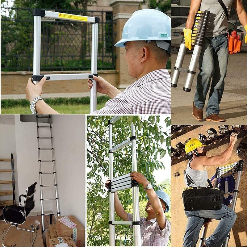 10.5FT Aluminium Telescoping Ladder Attic Ladder Pull Down Telescoping Loft