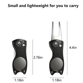 Oitifiton Golf Divot Repair Tool with Magnetic Ball Marker Metal and Foldable Design with Pop-up Button (1)