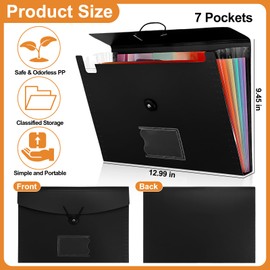 PerKoop 6 Pack Expanding File Folders 7 Pocket File Holder Organizer A4 Letter Size Paper Document Receipt Organizer with Labels and Card Pockets for Home, Classroom, Office and Travel, 6 Colors