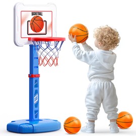 Toddler Basketball Hoop Indoor for Kids, Height Adjustable Poolside Basketball Hoop with 3 Balls for Outdoor Game, Portable Mini Basketball Goal Sport Toys Gift for Toddler Boy Girl Age 3 4 Year
