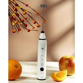 RAHM ROAST Frother Handheld - Powerful Coffee Frother Wand Rechargeable, Ultra Fast Milk Frother Handheld, Electric Whisk Drink Mixer with Stainless Steel for Coffee, Lattes, Matcha | White