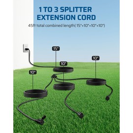 DEWENWILS Outdoor Extension Cord Multiple Outlets 45ft, Evenly Spaced 3 Outlets Plugs with Safety Cover, 16/3 SJTW Weatherproof Wire for Lights Holiday Decorations