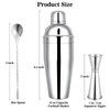 BARsics 24oz Stainless Steel Bar Cocktail Shaker, 1oz/2oz Jigger and