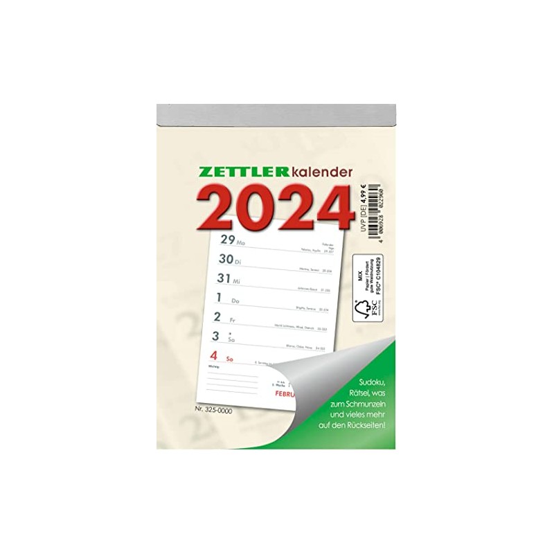 Weekly tear-off calendar 2024, 10.5 x 14.6