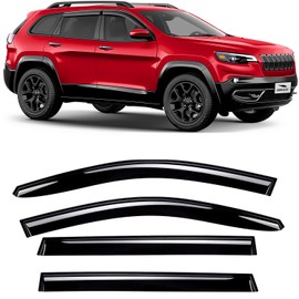 Voron Glass Tape-on Extra Durable Rain Guards for Jeep Cherokee 2014-2023, Window Deflectors, Vent Window Visors, 4 Pieces - 100854