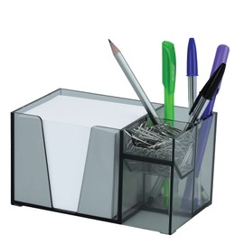 Acrimet Desktop Organizer Pencil Paper Clip Caddy Holder (Plastic) (with Paper) (Smoke Color)