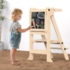Foldable Toddler Tower, Wooden Toddler Kitchen Stool with 3 Adjustable