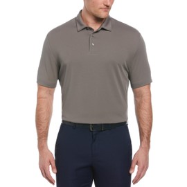 Perry Ellis Men's Classic Short Sleeve Golf Polo, Moisture-Wicking Sun Protection, Enhanced Stretch (Available in Big & Tall), Smoked Pearl, Large
