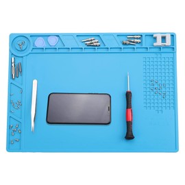 Soldering Mat, Antistatic Repair Mat, 34 x 23 cm Soldering Work Mat with Scale and Screw Position for Soldering, Mobile Electronics Repair, Smartphones, Watches (Blue, 34 x 23 cm)