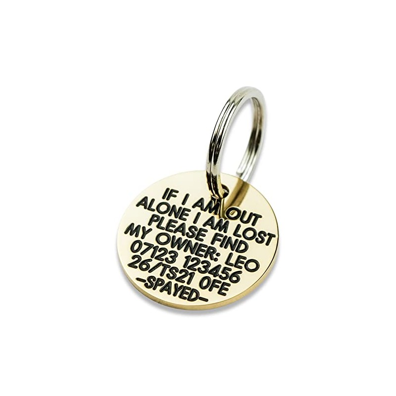 Deeply Engraved Solid Brass 27mm Circular Dog tag