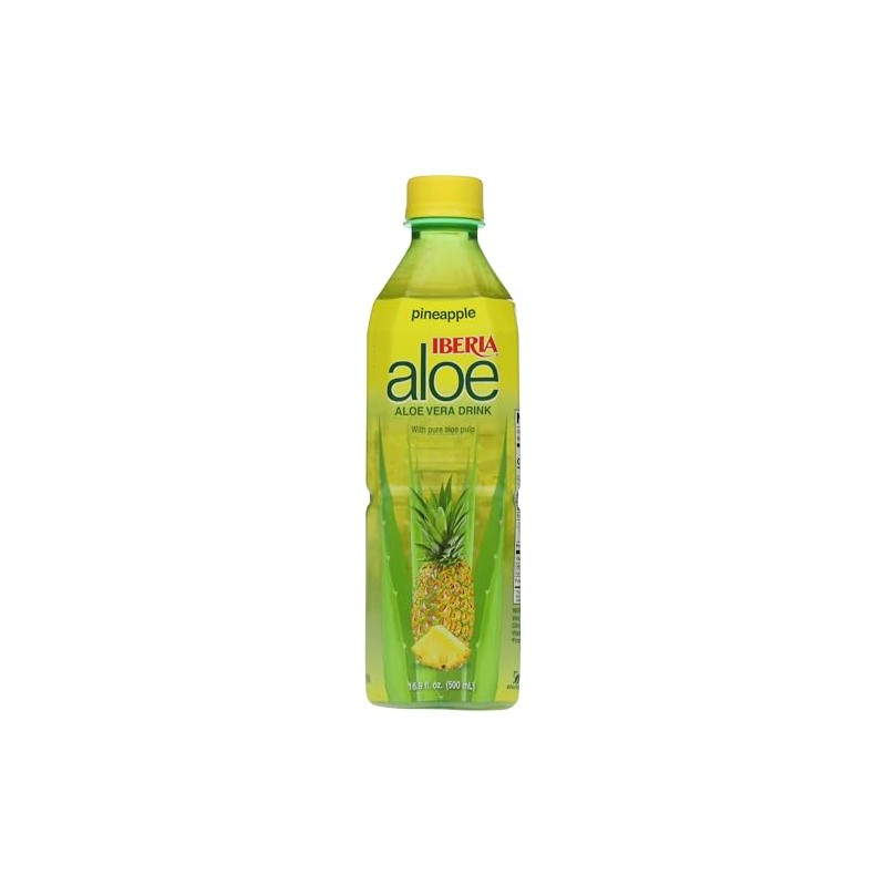Iberia Aloe Vera Juice Drink with Pure Aloe Pulp, Pineapple,