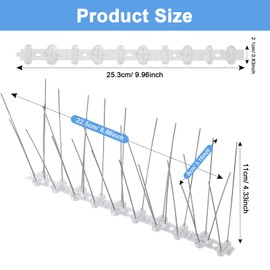 Bird Spikes Deterrents for Outside - 4 Pack Stainless Steel Anti Bird Spikes for Pigeons Birds, Flexible Stainless Pigeon Spikes with Plastic Base, Spikes to Keep Birds Away Covers 3.3 Feet