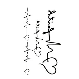 Oottati Small Cute Temporary Tattoo Love Heartbeat (Set of 2)