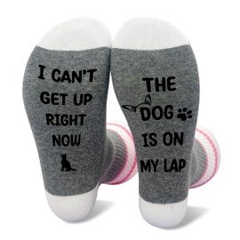 pseuaudo Funny Dog Socks For Women, I Can't Get Up The Dog Is On My Lap Themed Socks, Cute Gifts For Friend Teen Girl Dog Mom Dog Owner Dog Lovers, Dog Pattern Socks Gifts For Birthday Christmas -39