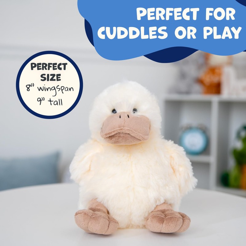 WISHPETS 10" Sitting Creamy Duck Stuffed Animal Plush Toy