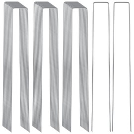 LANIAKEA 100PCS Galvanized Garden Landscape Staples Stakes 12 inch Heavy Duty Garden Stakes Pins Garden Staples U-Shaped Landscape Pins for Secure Lawn Fabric, Decoration, Fence, Lawn