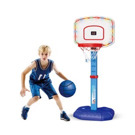 Basketball Hoop Set with Digital Scoreboard, Adjustable Height 3 Levels, Indoor Outdoor Poolside Kids Basketball Portable, Ages 3-12, Toy for Boys and Girls. (Blue)