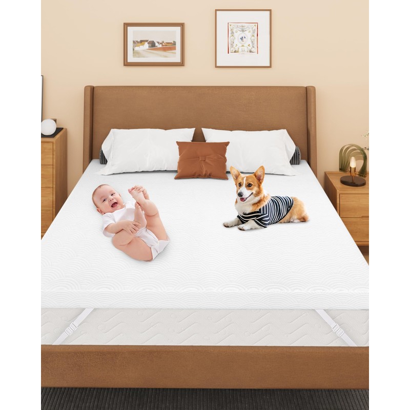 Zenzy 3" Queen Waterproof Mattress Topper Cover, [100% Waterproof] [Ultra-Soft]