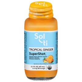 Sol-ti Organic Tropical Ginger SuperShot Drink, Aids in Collagen Production and Promotes Skin Elasticity, SuperFood, Cold-Pressed Fruit Juice Blend, 12 Pack (2.1 Fl oz)