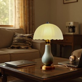 Guvuon Large Vintage Table Lamp for Bedroom Nightstand, 3-Color Adjustable Dimmable Desk Lamp with Touch Switch Ideal for Living Room, Office, Reading