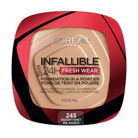 L´Oréal Paris base de maquillaje en polvo de larga duración Infallible 24h Freshwear, Tono 245 Radiant Honey, 9gr