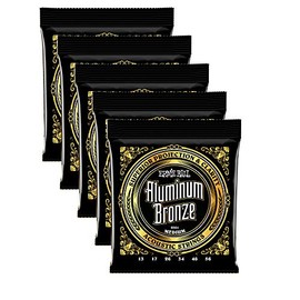 5 PACK Ernie Ball Aluminum Bronze Medium Acoustic Guitar Strings