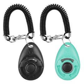 Dog Clickers, Diyife [2 PCS] Dog Training Clickers with Wrist Strap, [Lightweight] Pet Behavioral Training Tools for Puppy, Cats, Birds, Hamsters,for Pet Lovers (Black&Green)
