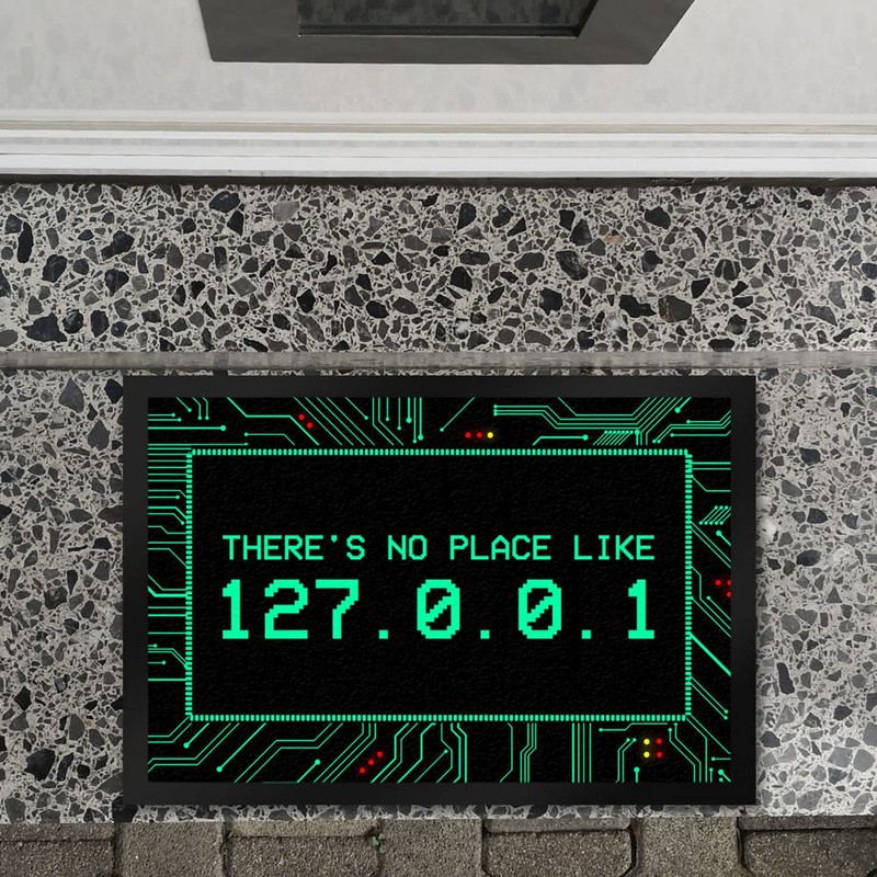 trendaffe Localhost Doormat with IP Address 127.0.0.1 in Turquoise -