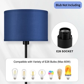 Blue Floor Lamps, Standing Lamp, Modern Floor Lamp with Blue Lamp Shades, Foot Switch, 59" Tall, Bright Pole Lamps for Living Room, Bedroom, Office, Nightstand, Kids' Gift, Blue Lamp (Without Bulb)