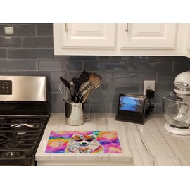 Caroline's Treasures DAC2550LCB Samoyed Hippie Dawg Glass Cutting Board Large Decorative Tempered Glass Kitchen Cutting and Serving Board Large Size Chopping Board