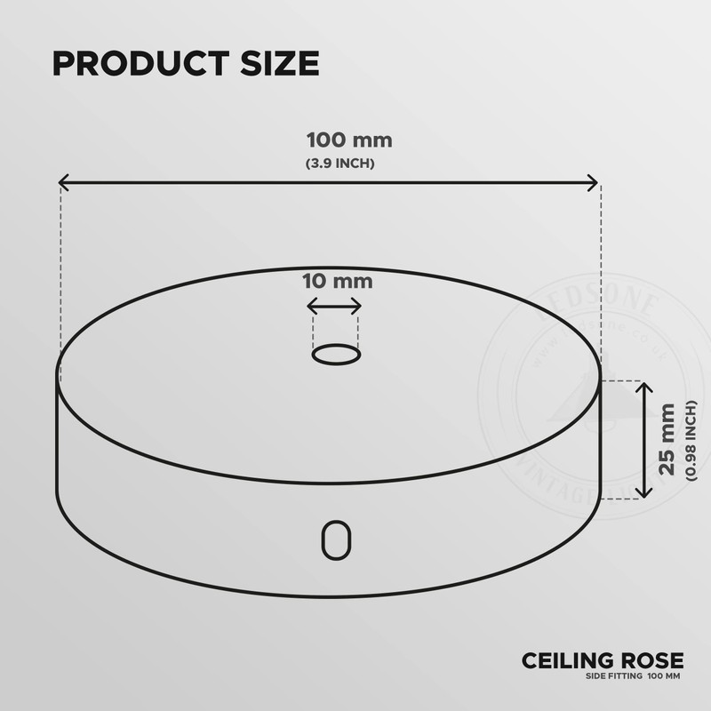 LEDSone 100mm Black Ceiling Rose Pendant Lamp with Cable Handle