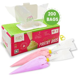 Unbranded Icing Piping Bags 14 Inch Disposable Pastry Bags 200 Heavy Duty Durable 2 Ties