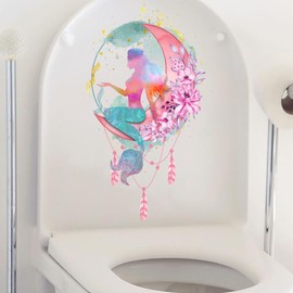 Buer Homie Toilet Seat Stickers Cartoon Mermaid Pattern A