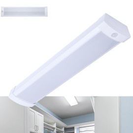 Satco 65-1214 2FT LED Ceiling Wrap Light with Motion Sensor, 20W, CCT Selectable 2700K–5000K, 1650 Lumens, 120-277V, White Steel Housing, Non-Dimmable, Damp Rated