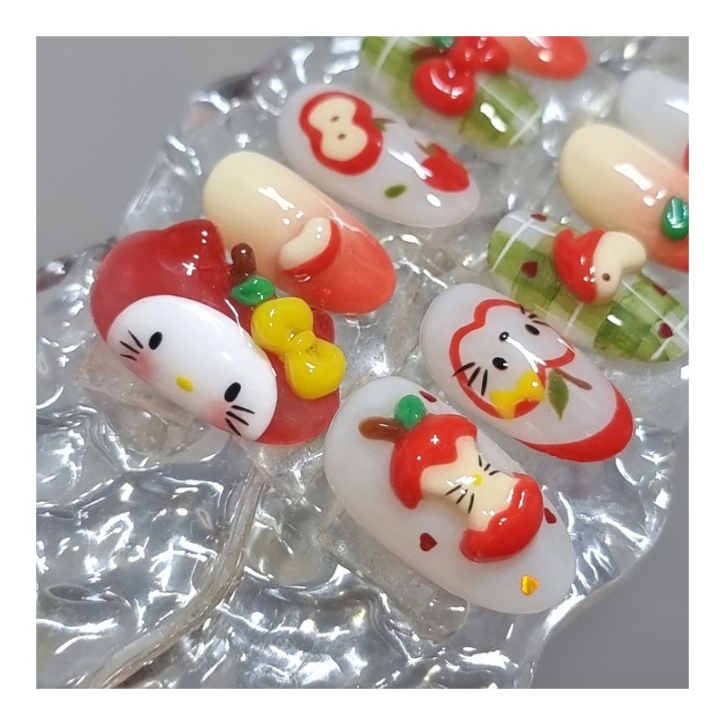 Apologize Cat’s handmade nail tips - Points / 사과하다냥이 수제네일팁